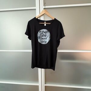 Soul Flower Black Tee with Moon Graphic